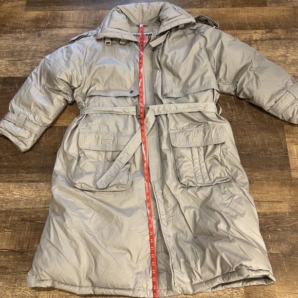 Long Duck Down Coat Parka Overcoat Unisex Men L / W XL 112 Vintage Natur Daunen - Picture 5 of 16